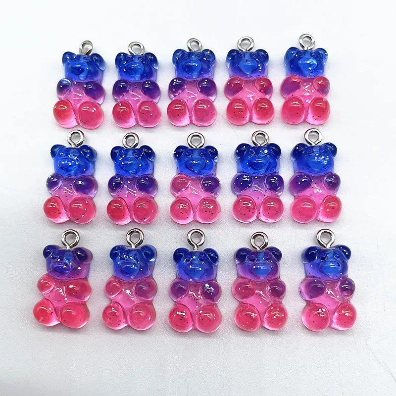10 Pieces of Candy Bear Resin Pendant Charms Ideal for Necklace, Bracelet, and Earrings DIY Jewelry Making, Perfect for Christmas Crafting