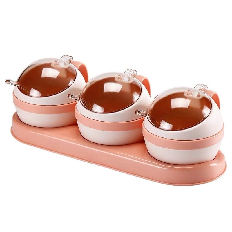 Nordic Style 3 or 4-piece Set of Plastic Spice Jars and Condiment Cruets for Kitchen Salt, Sugar, and Spice Storage - Ideal Home Kitchen Tools