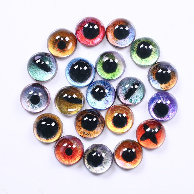 20 Pcs 8 - 20mm Round Glass Cabochon Doll Eyes for DIY Jewelry