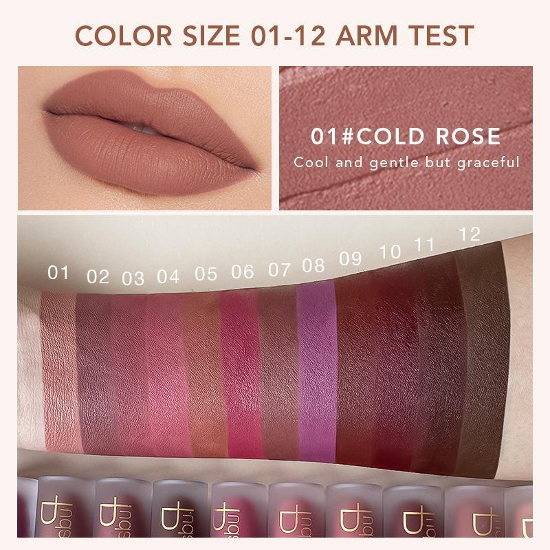 24 - Color Non - stick Matte Shimmer Lip Lacquer with Matte Surface