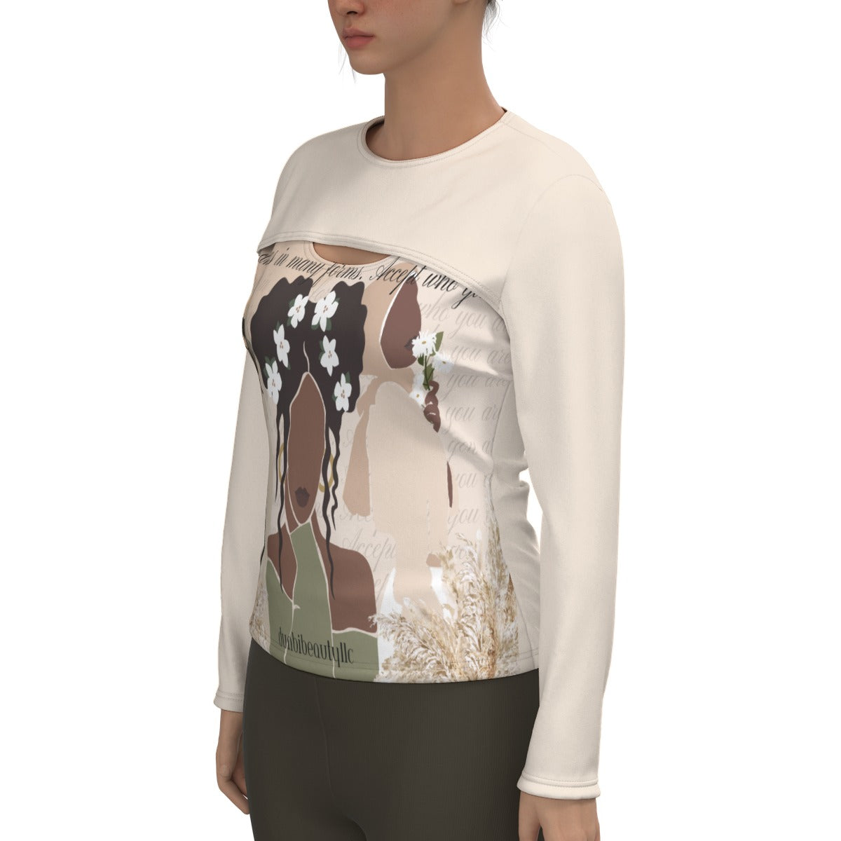 All-Over Printed Women's Two-piece Sports Sweatshirt in Stylish Black - Ideal for Asian, Muslim Women, Combining Beauty and Elegance (Designed by Dunbi)