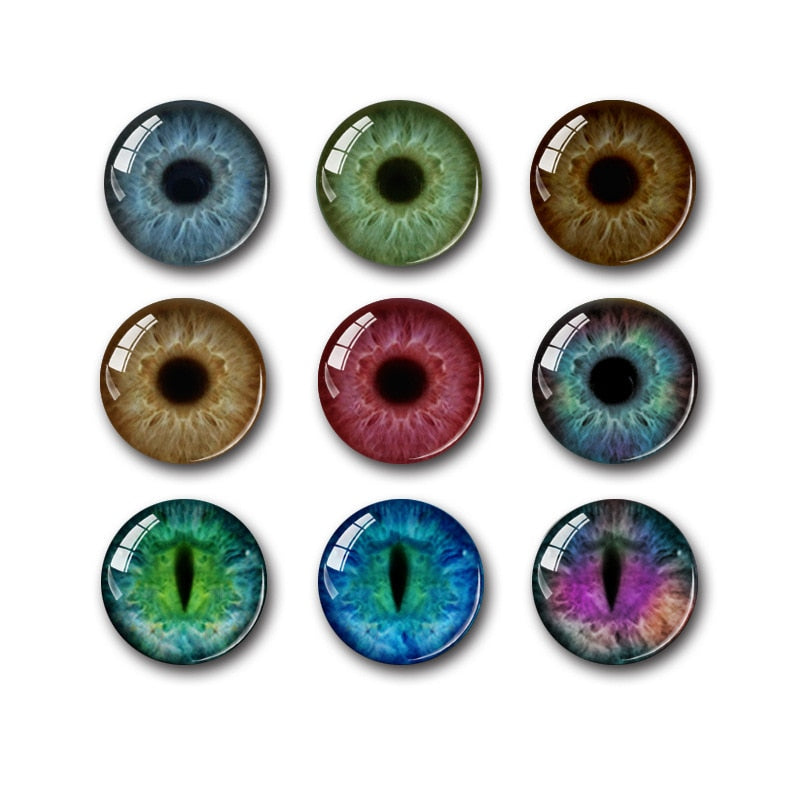 20 Pcs 8 - 20mm Round Glass Cabochon Doll Eyes for DIY Jewelry