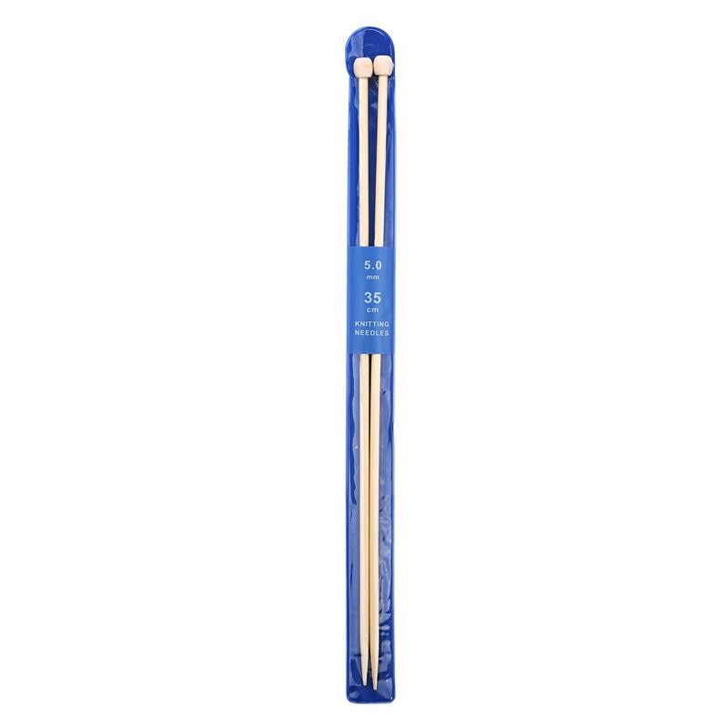 2-Piece Set 35cm Straight Bamboo/Stainless Steel Knitting Needles & Crochet Hooks for DIY Sweater Weaving
