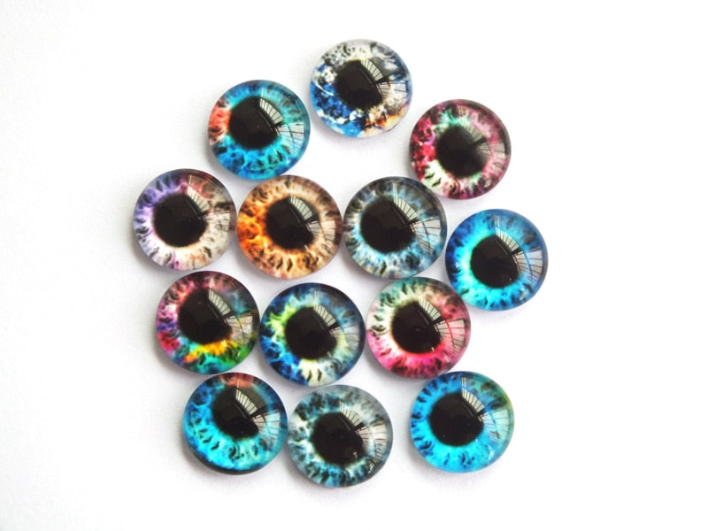 20 Pcs 8 - 20mm Round Glass Cabochon Doll Eyes for DIY Jewelry