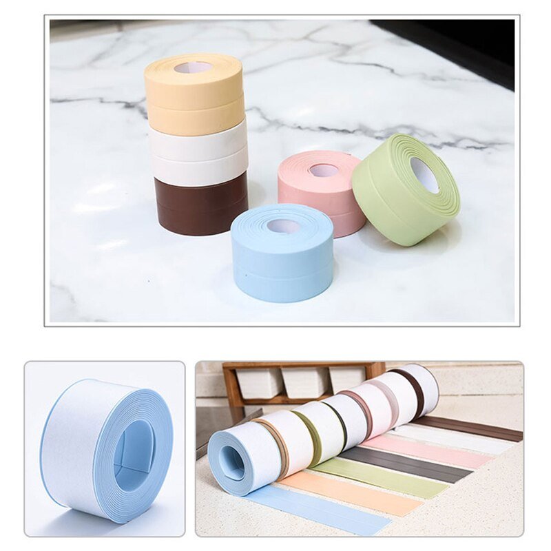 High - Quality White PVC Self - Adhesive Waterproof Sealing Strip Tape for Bathroom and Kitchen, 3.2 Meters Long and 38 Millimeters Wide