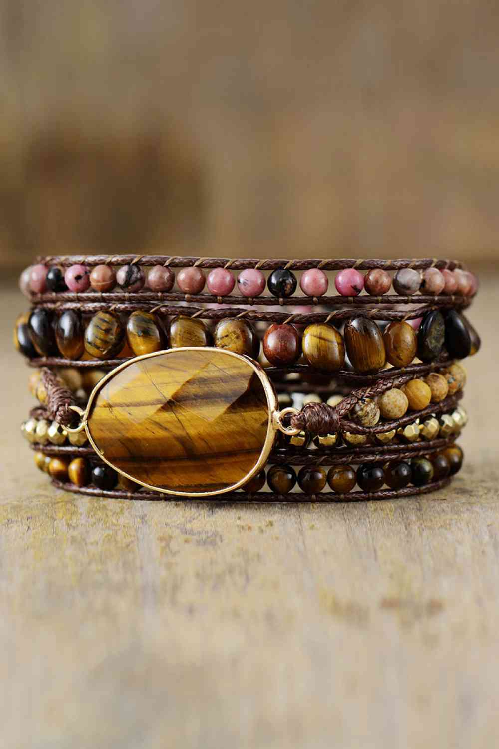 Stylish Imported Natural Stone Layered Bracelet with Modern Design