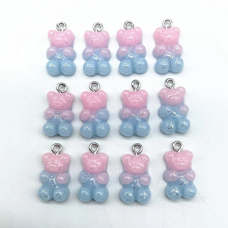 10 Pieces of Candy Bear Resin Pendant Charms Ideal for Necklace, Bracelet, and Earrings DIY Jewelry Making, Perfect for Christmas Crafting