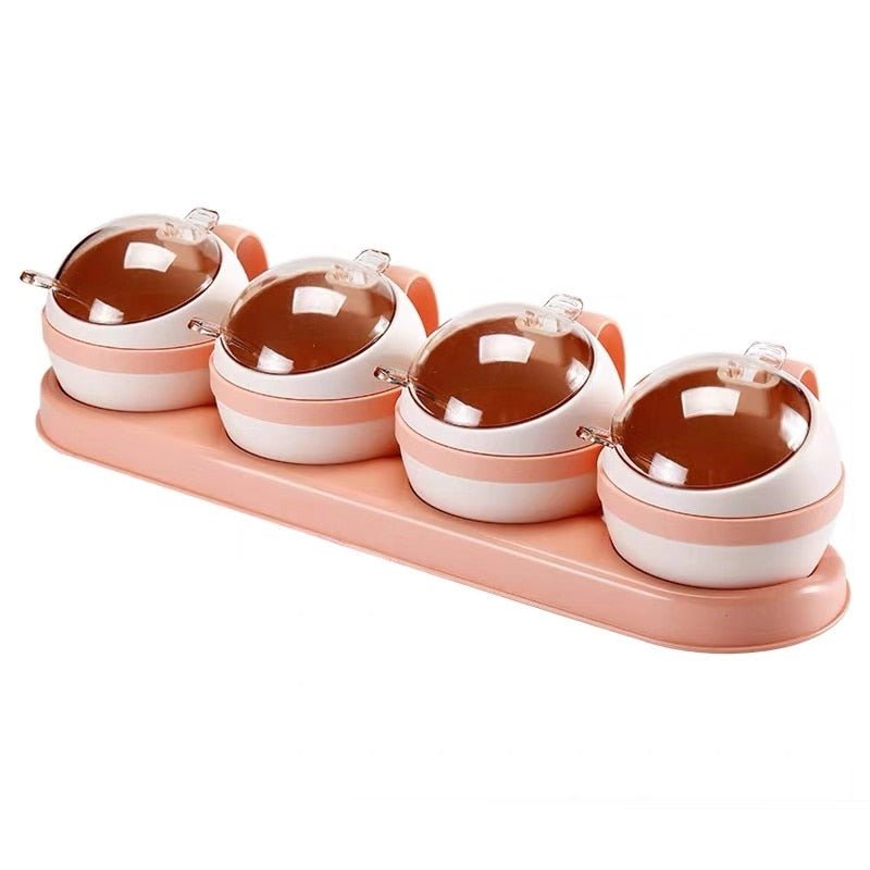 Nordic Style 3 or 4-piece Set of Plastic Spice Jars and Condiment Cruets for Kitchen Salt, Sugar, and Spice Storage - Ideal Home Kitchen Tools