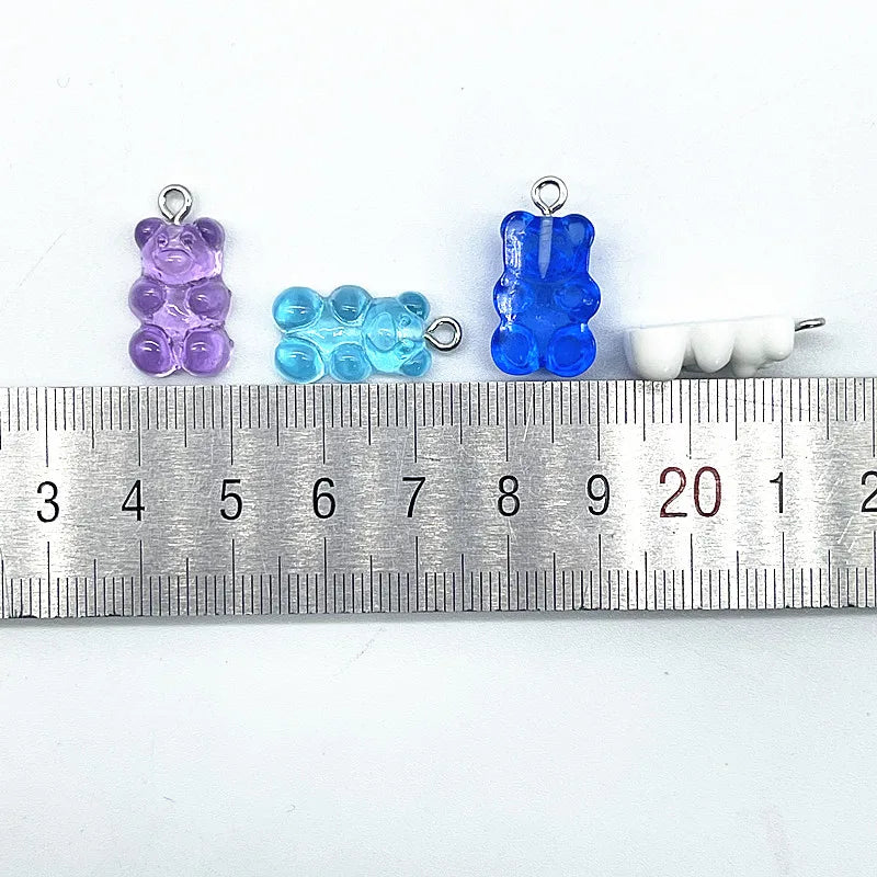 10 Pieces of Candy Bear Resin Pendant Charms Ideal for Necklace, Bracelet, and Earrings DIY Jewelry Making, Perfect for Christmas Crafting