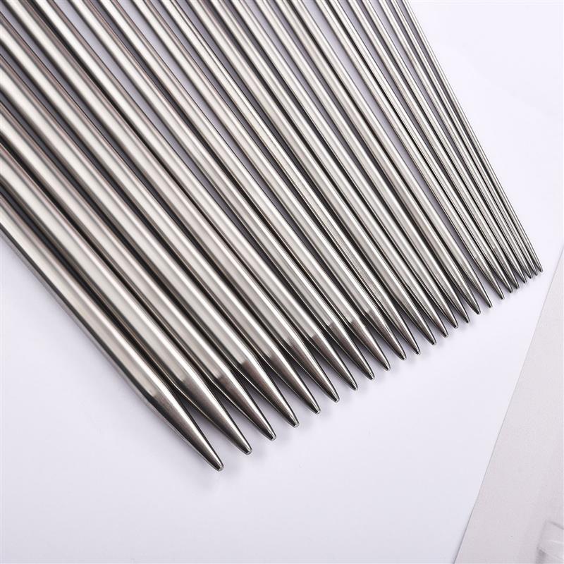 2-Piece Set 35cm Straight Bamboo/Stainless Steel Knitting Needles & Crochet Hooks for DIY Sweater Weaving