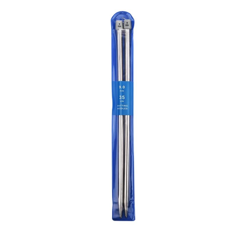 2-Piece Set 35cm Straight Bamboo/Stainless Steel Knitting Needles & Crochet Hooks for DIY Sweater Weaving