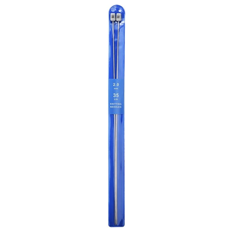 2-Piece Set 35cm Straight Bamboo/Stainless Steel Knitting Needles & Crochet Hooks for DIY Sweater Weaving