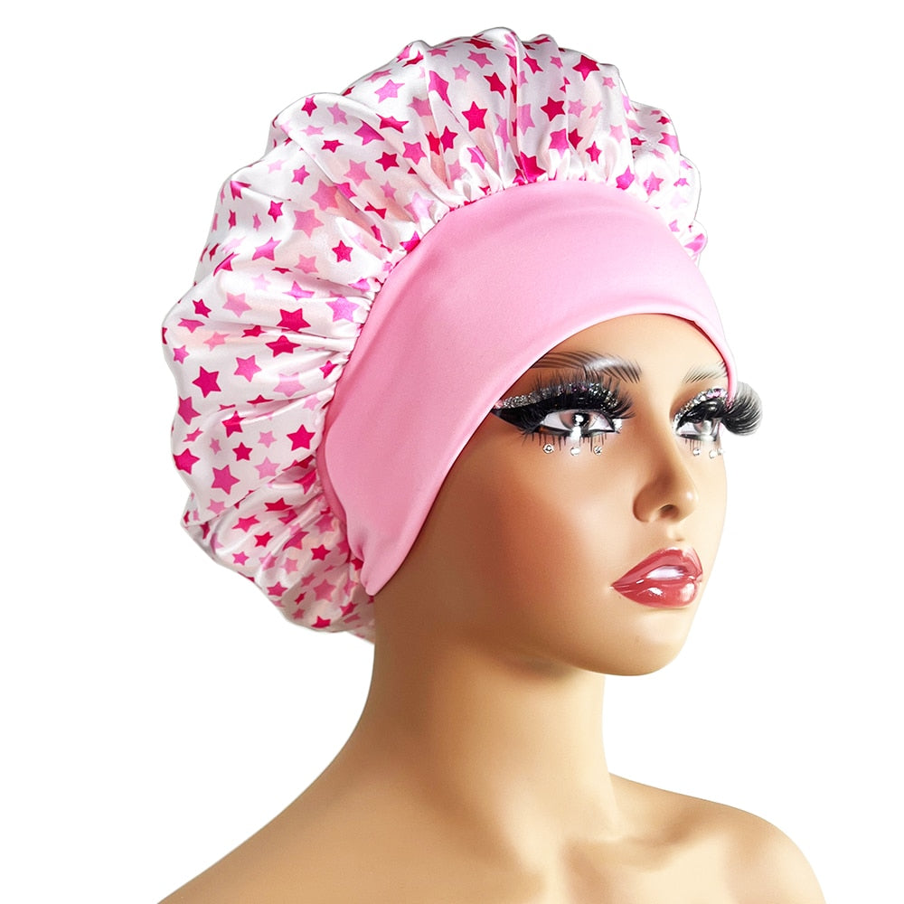 New Women's Satin Silk Night Sleeping Bonnet for Curly or Braided Hair with Various Floral Style Printings