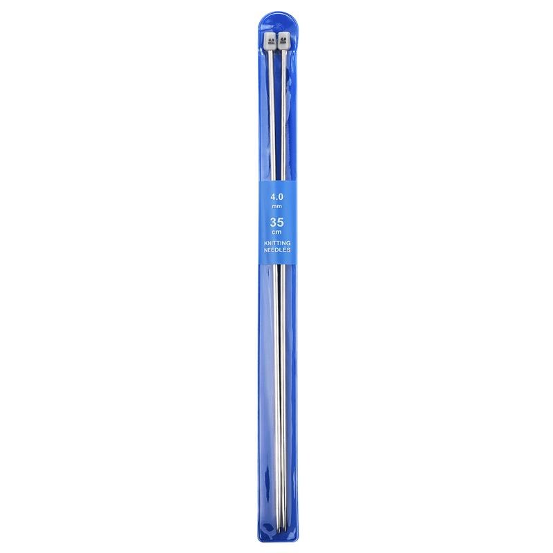 2-Piece Set 35cm Straight Bamboo/Stainless Steel Knitting Needles & Crochet Hooks for DIY Sweater Weaving