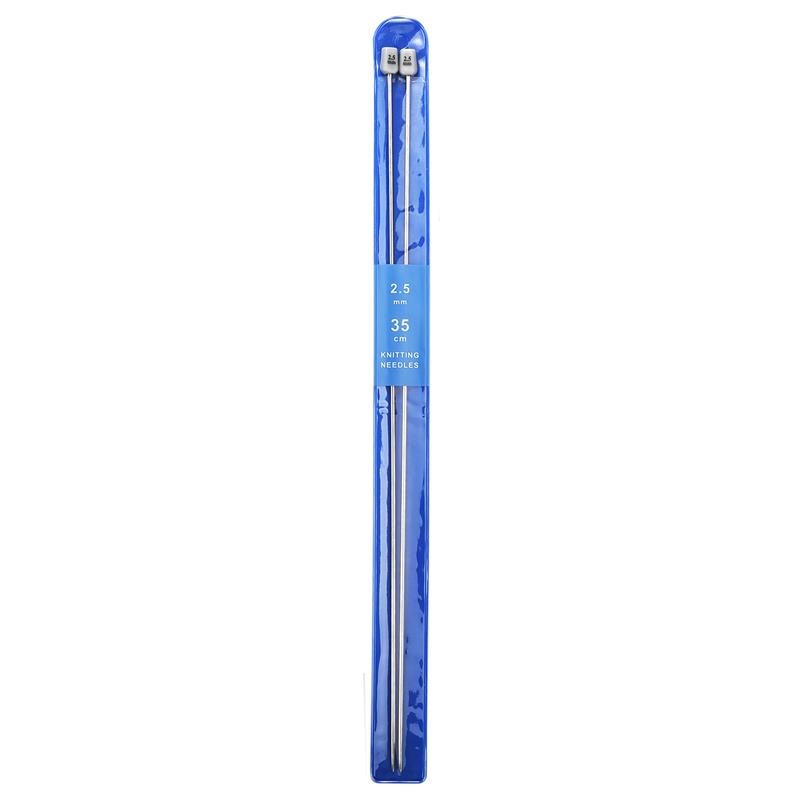 2-Piece Set 35cm Straight Bamboo/Stainless Steel Knitting Needles & Crochet Hooks for DIY Sweater Weaving