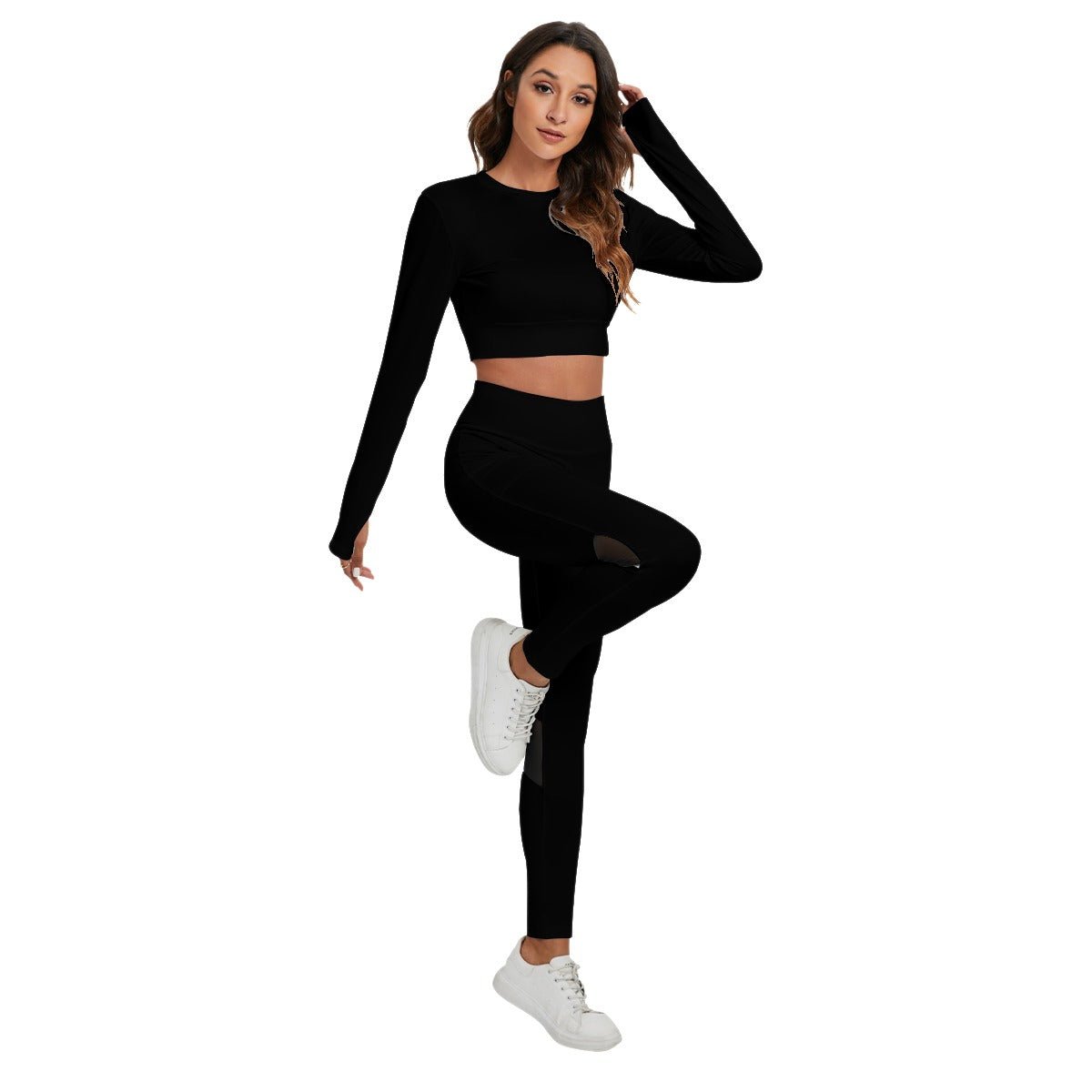 Women's All-Over Printed Midnight Sports Set Featuring Backless Top and Leggings (Designed by Dunbi)