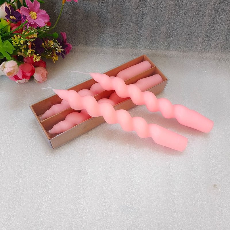 2 Pieces Long Spiral Pillar Scented Natural Soy Wax Candles with Distortion Knot Design for Romantic Candlelit Dinners and Home Decor - Dropshipping Available
