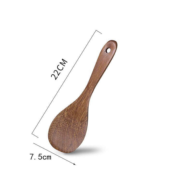 1PC Natural Thailand Teak Wood Spoon for Frying Pan - Ideal Kitchen Cooking Utensil