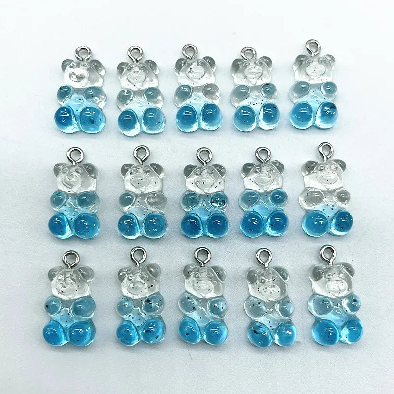 10 Pieces of Candy Bear Resin Pendant Charms Ideal for Necklace, Bracelet, and Earrings DIY Jewelry Making, Perfect for Christmas Crafting