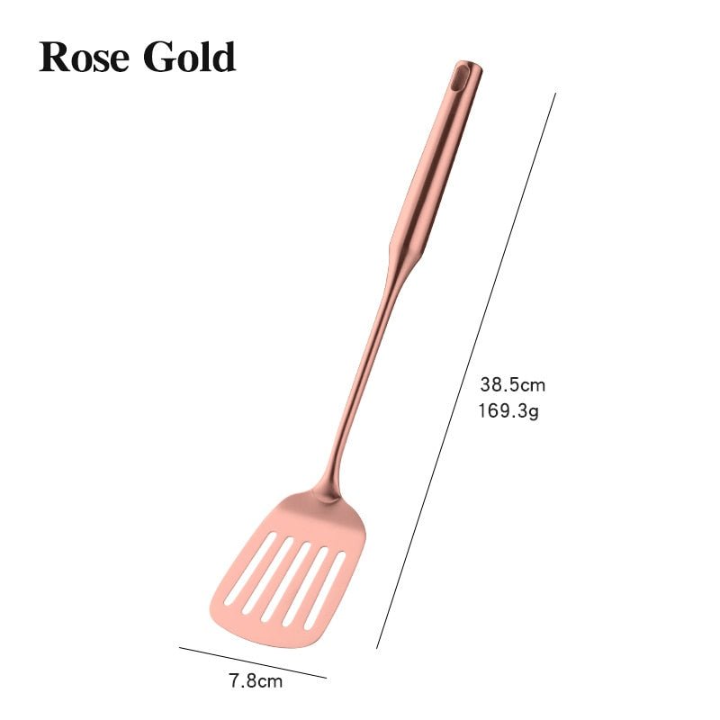 1PCS High-grade Rose Gold Stainless Steel Kitchen Utensils - Functional Serving Spoon, Soup Ladle & Spatula