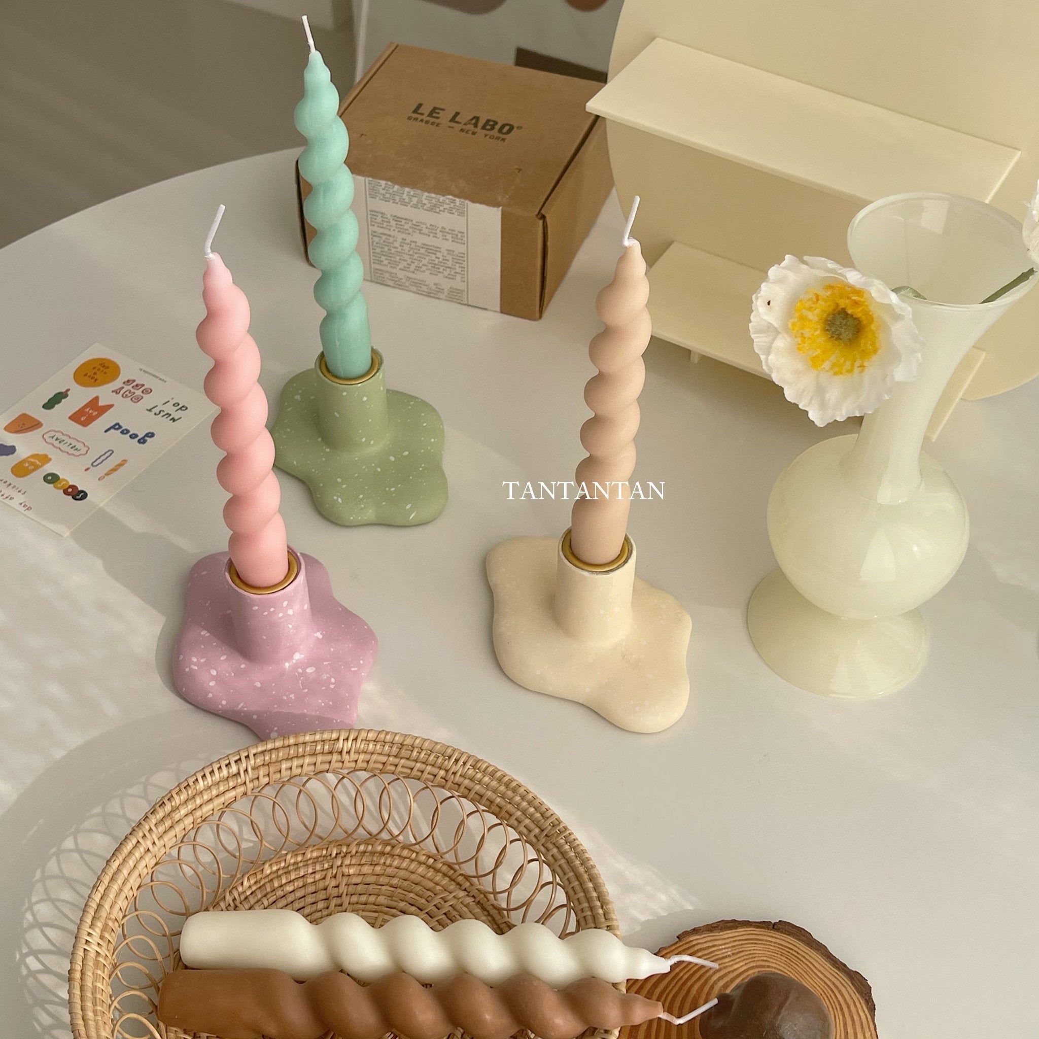 2-piece Set of Long Decorative Spiral-Shaped Scented Candles for Home Decor and Household Use