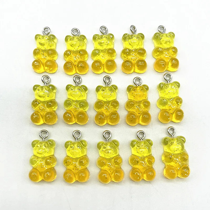 10 Pieces of Candy Bear Resin Pendant Charms Ideal for Necklace, Bracelet, and Earrings DIY Jewelry Making, Perfect for Christmas Crafting