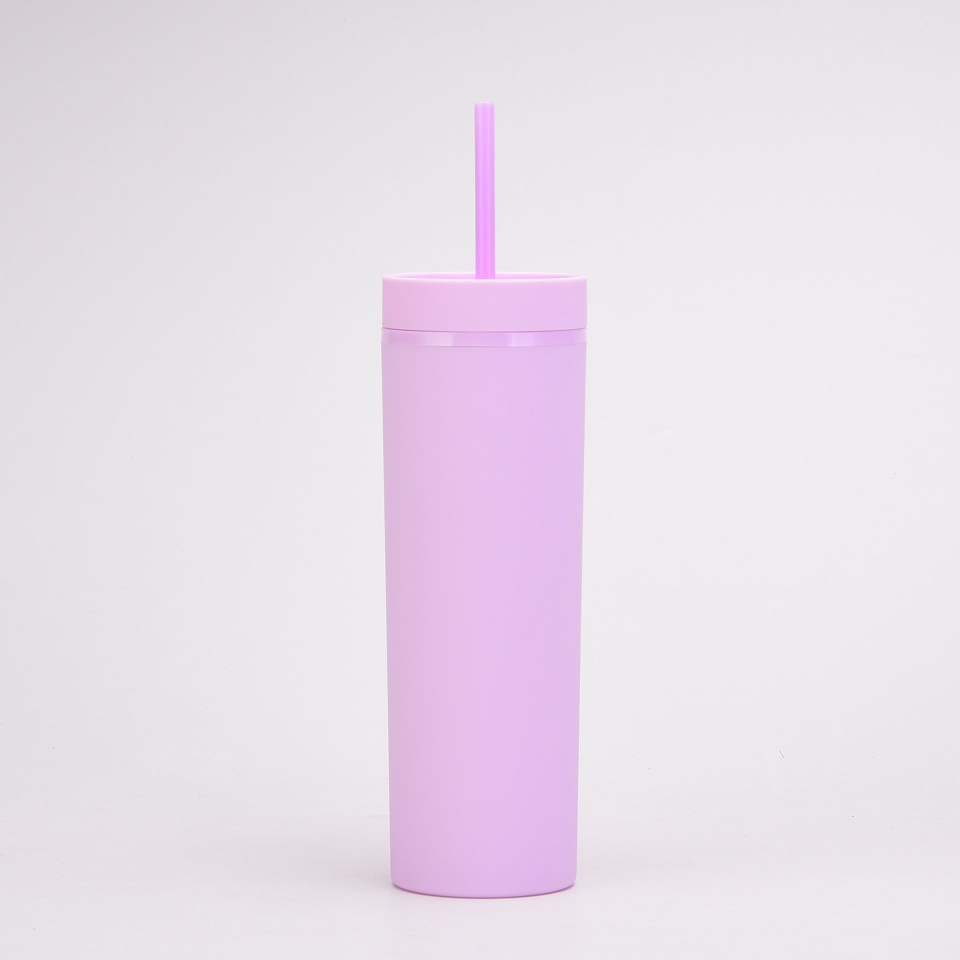 20Oz Double-Layer Slim Plastic Tumbler with Complementary Straw