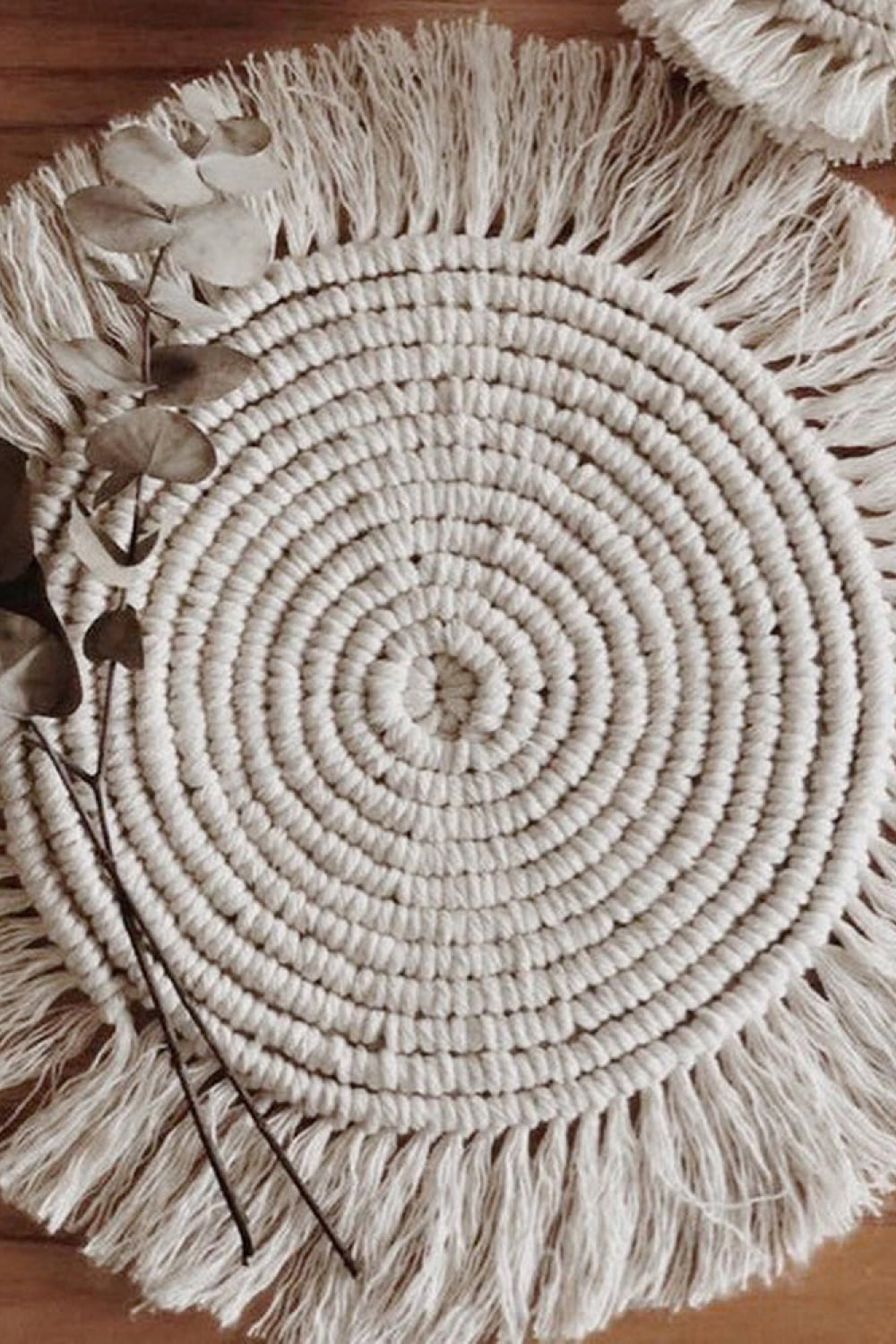 Two-Piece Handmade Macrame Round Cotton Cup Coaster Set
