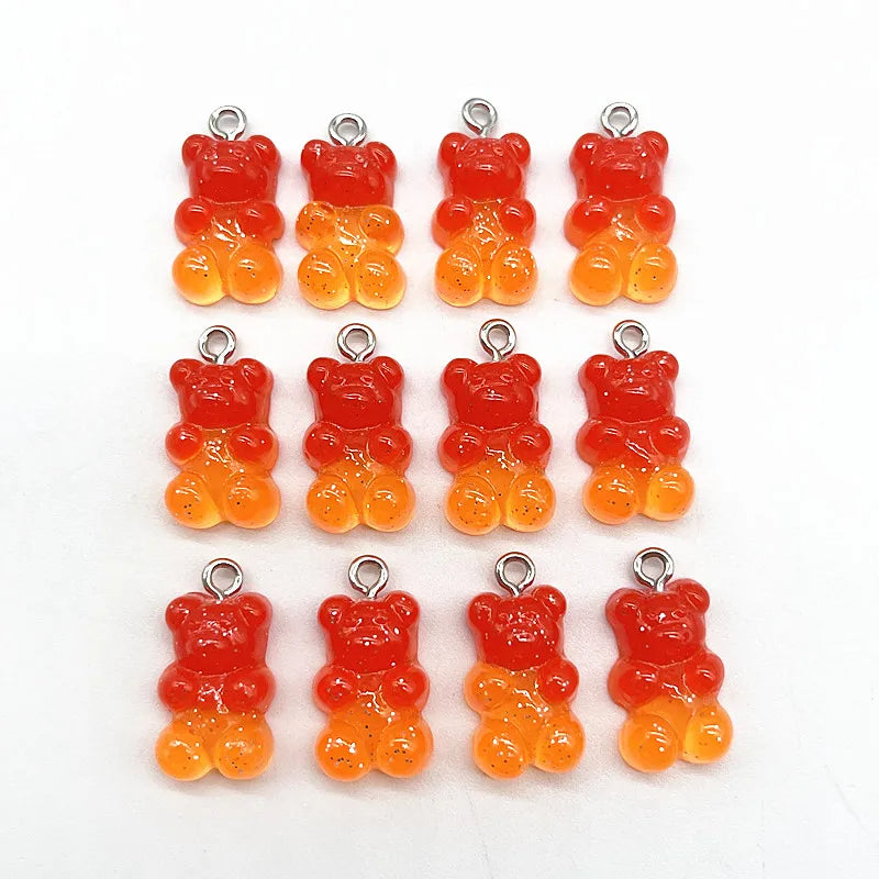 10 Pieces of Candy Bear Resin Pendant Charms Ideal for Necklace, Bracelet, and Earrings DIY Jewelry Making, Perfect for Christmas Crafting