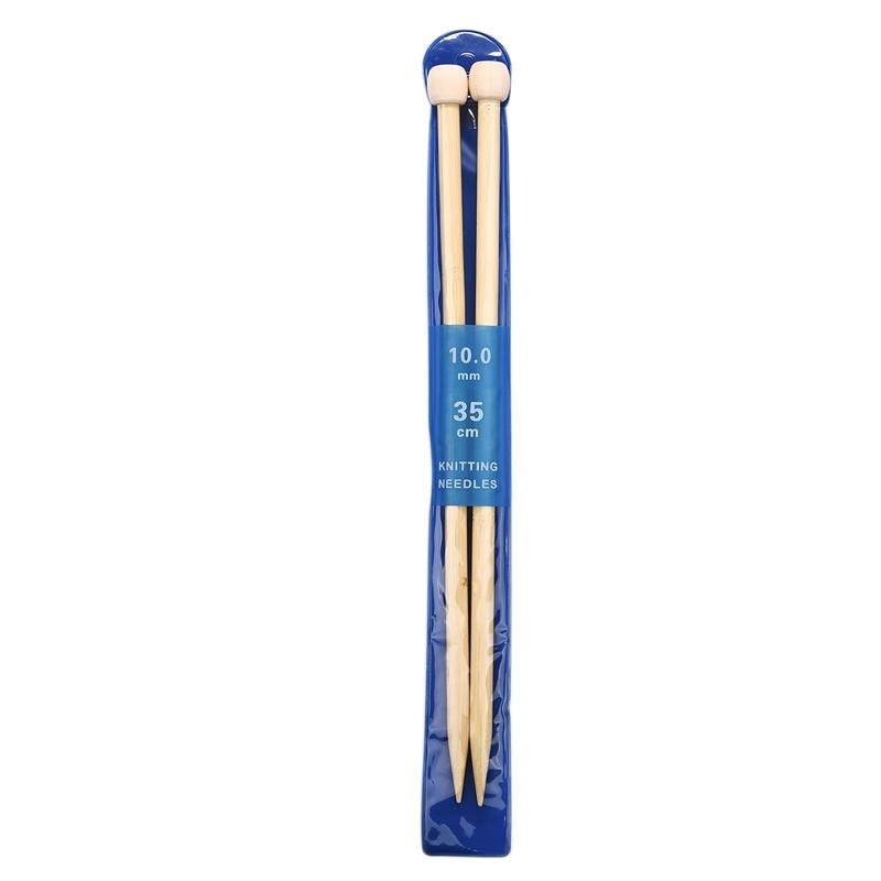 2-Piece Set 35cm Straight Bamboo/Stainless Steel Knitting Needles & Crochet Hooks for DIY Sweater Weaving
