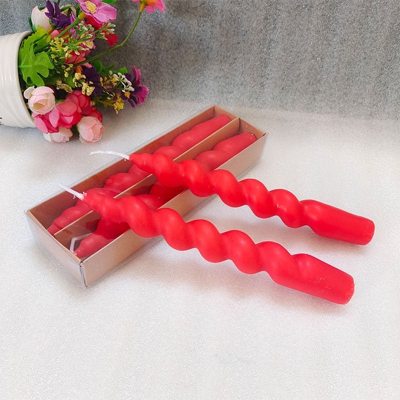 2 Pieces Long Spiral Pillar Scented Natural Soy Wax Candles with Distortion Knot Design for Romantic Candlelit Dinners and Home Decor - Dropshipping Available