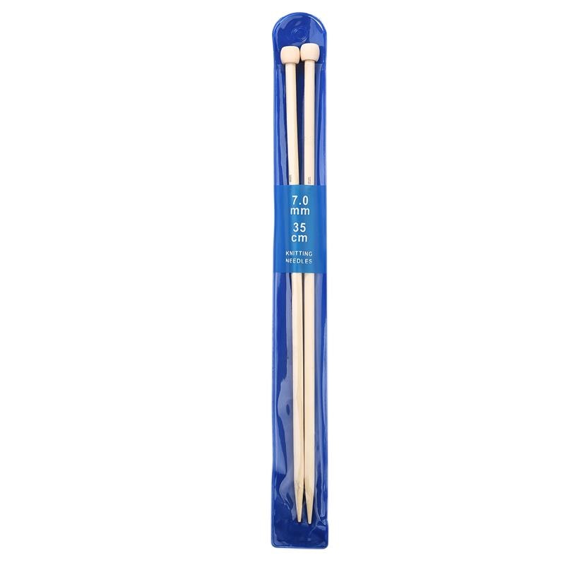 2-Piece Set 35cm Straight Bamboo/Stainless Steel Knitting Needles & Crochet Hooks for DIY Sweater Weaving