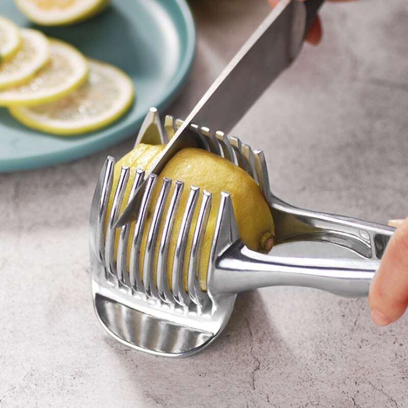 1Pc Stainless Steel Fruit & Vegetable Slicer - Ideal for Tomatoes, Potatoes & Lemons