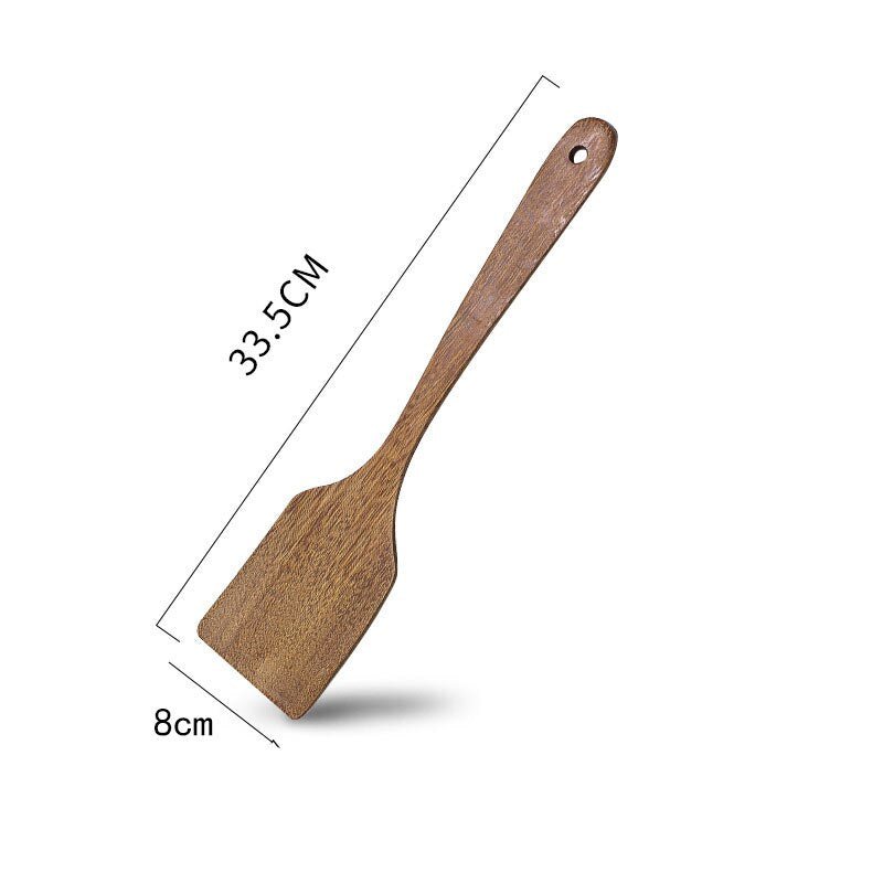 1PC Natural Thailand Teak Wood Spoon for Frying Pan - Ideal Kitchen Cooking Utensil