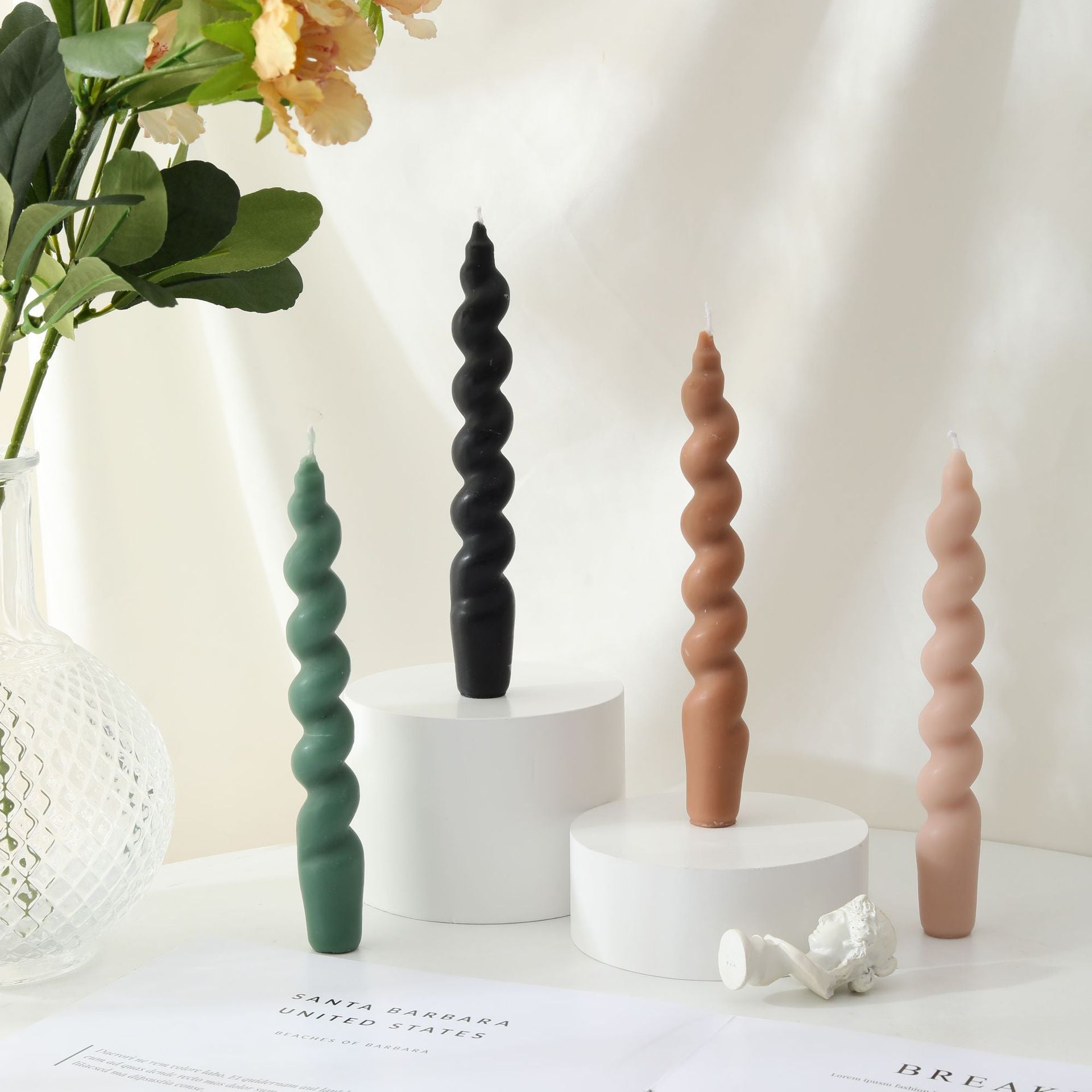 2-piece Set of Long Decorative Spiral-Shaped Scented Candles for Home Decor and Household Use