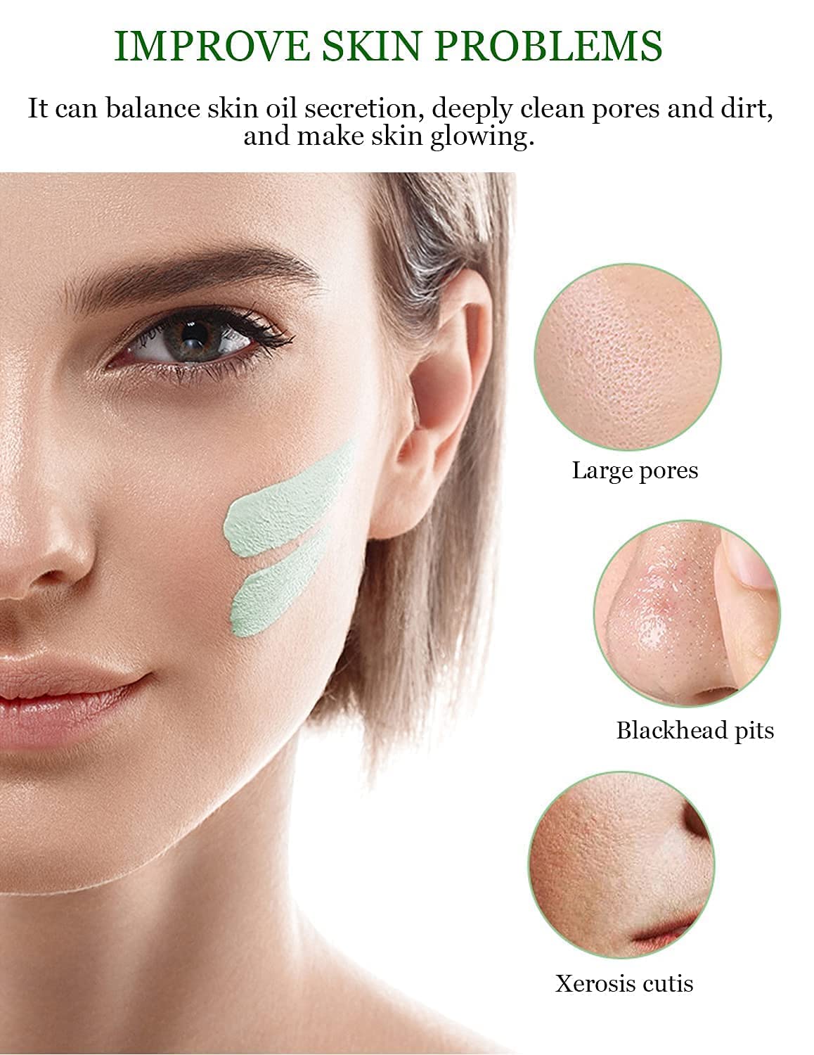 2PCS Green Tea Deep - Cleansing Mask Sticks for All Skin Types, Blackhead Removal & Oil Control