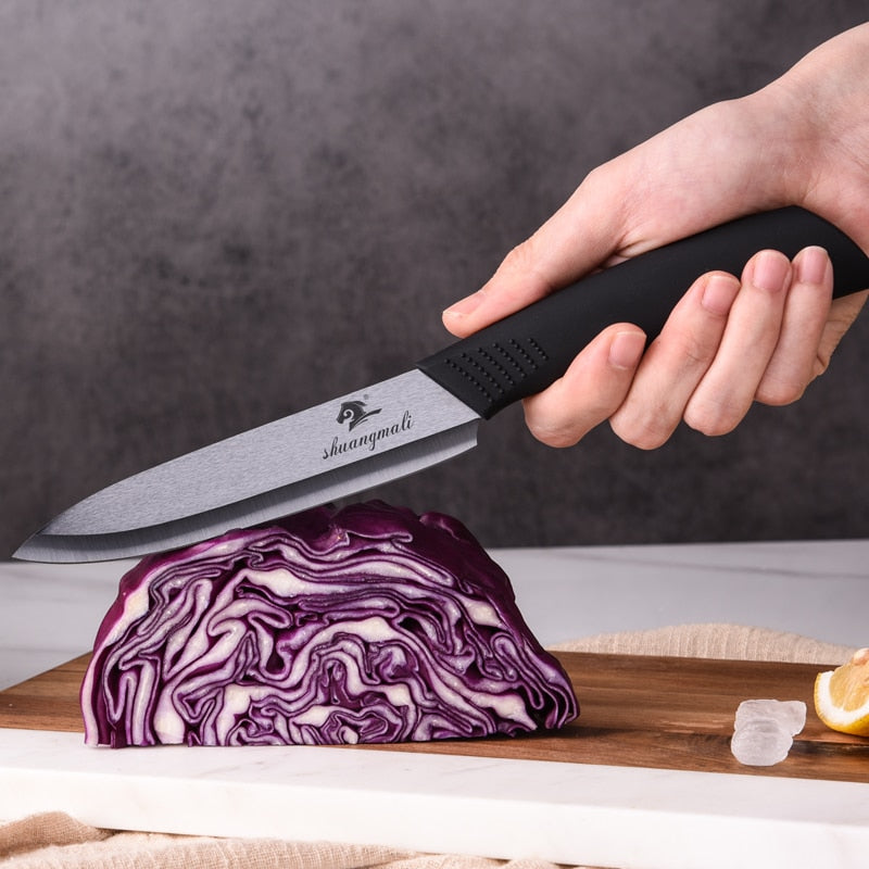 Multiple Sizes Utility Black Zirconia Ceramic Kitchen Knives for Fruit Slicing, Meat Cutting with ABS Handles