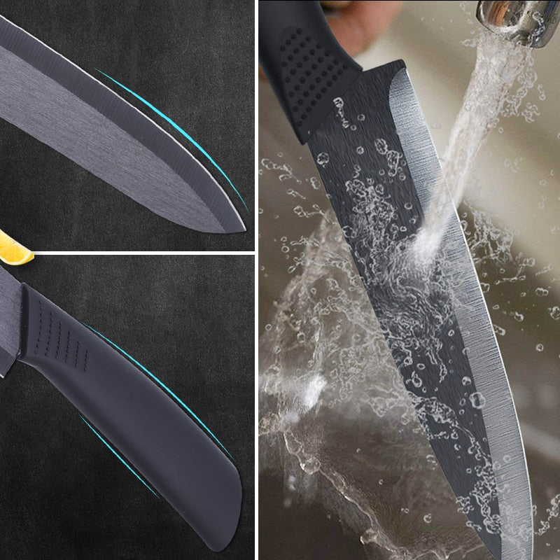 Multiple Sizes Utility Black Zirconia Ceramic Kitchen Knives for Fruit Slicing, Meat Cutting with ABS Handles