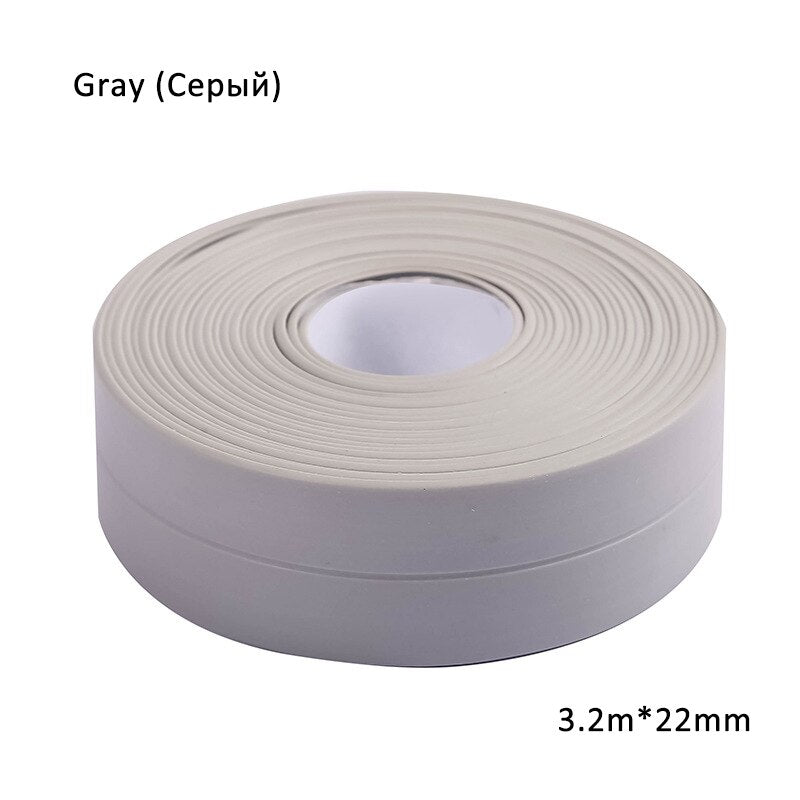High - Quality White PVC Self - Adhesive Waterproof Sealing Strip Tape for Bathroom and Kitchen, 3.2 Meters Long and 38 Millimeters Wide