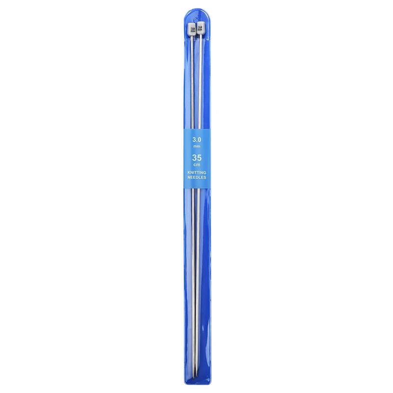 2-Piece Set 35cm Straight Bamboo/Stainless Steel Knitting Needles & Crochet Hooks for DIY Sweater Weaving