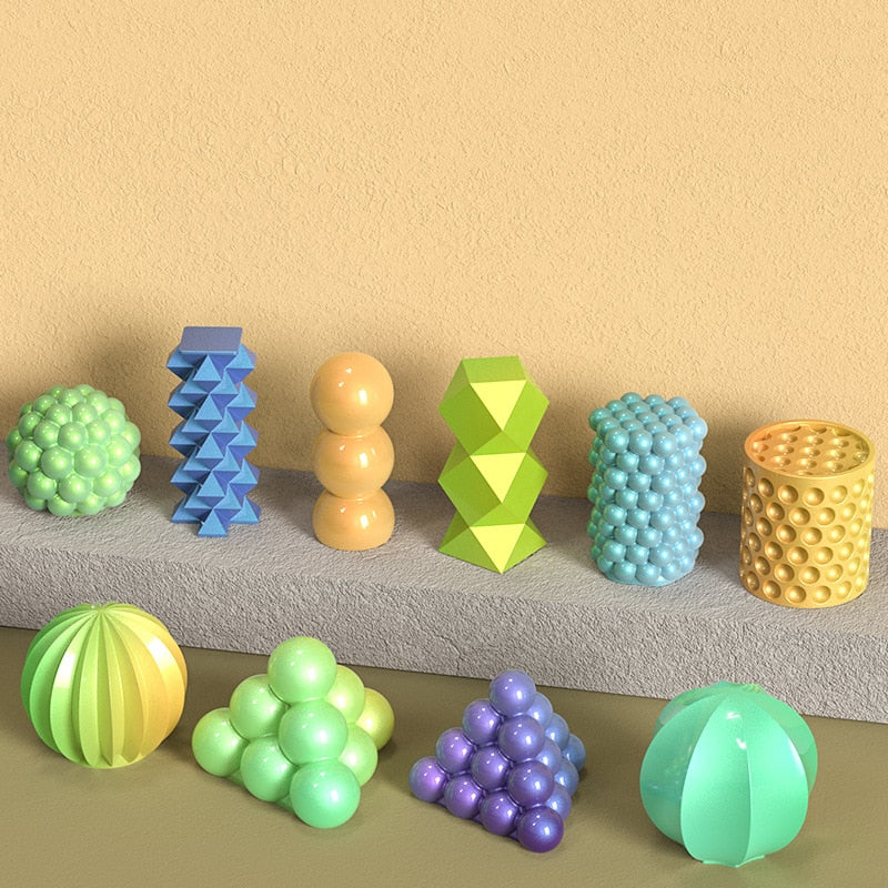 ZINBOOM Large Silicone Multi-Style Geometric Bubble Ball Mold for Candle, Resin, Soap, etc.