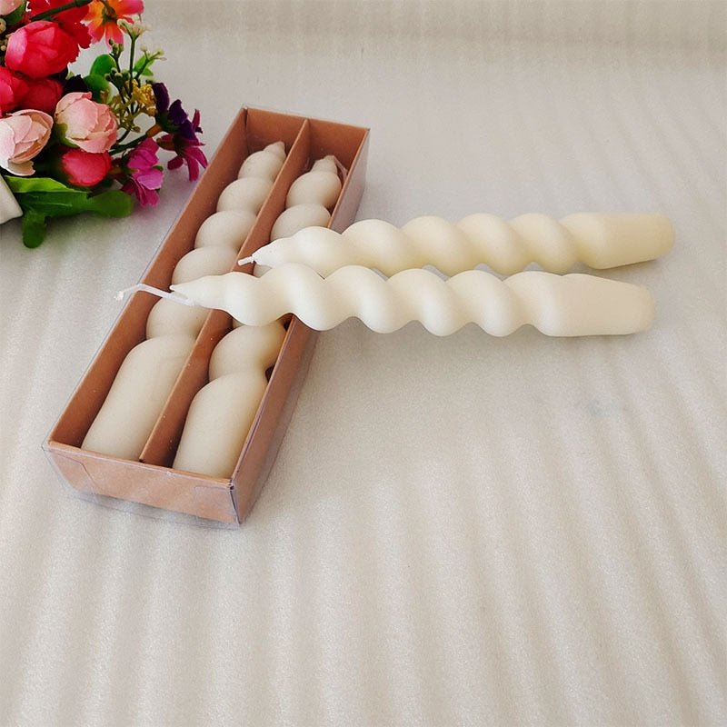 2 Pieces Long Spiral Pillar Scented Natural Soy Wax Candles with Distortion Knot Design for Romantic Candlelit Dinners and Home Decor - Dropshipping Available