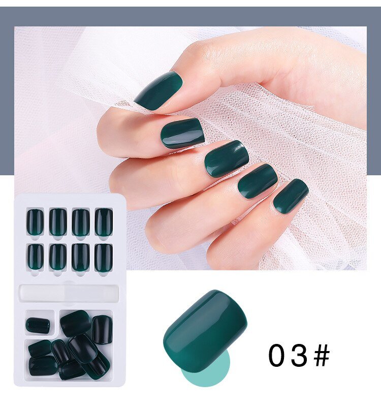 24/30 Pcs Reusable Plastic Fake Nails with Glue and Tape for Easy Wear