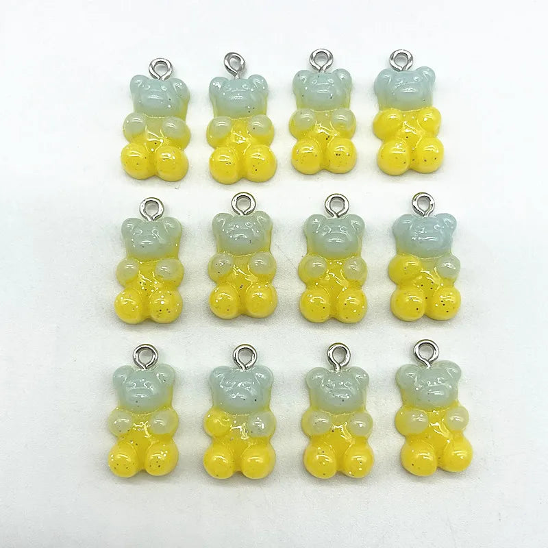 10 Pieces of Candy Bear Resin Pendant Charms Ideal for Necklace, Bracelet, and Earrings DIY Jewelry Making, Perfect for Christmas Crafting