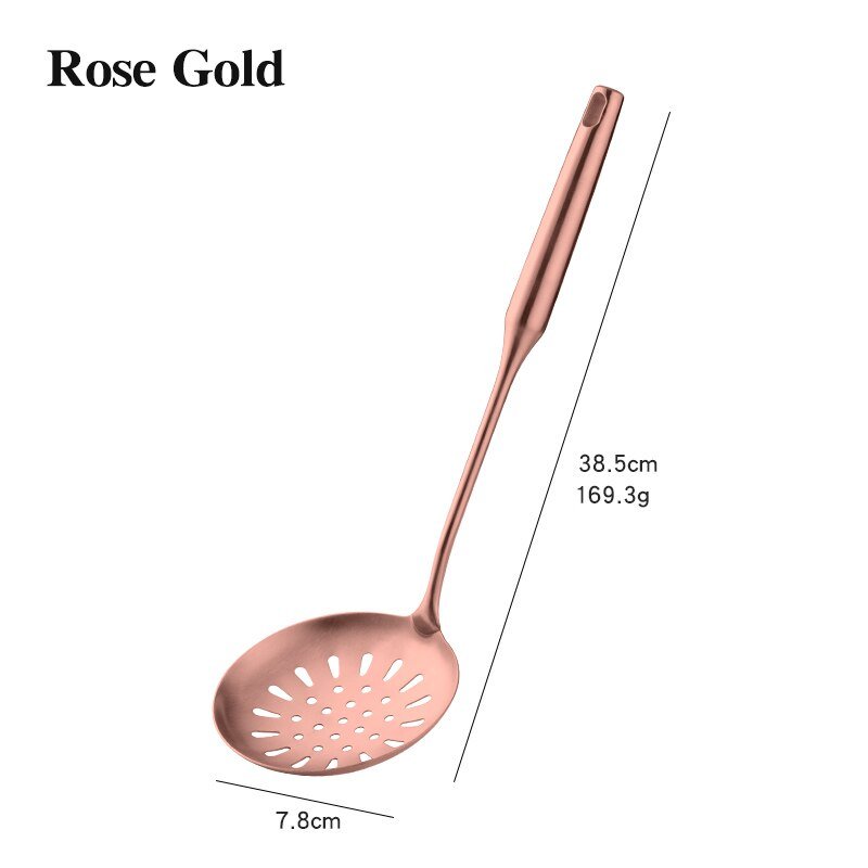 1PCS High-grade Rose Gold Stainless Steel Kitchen Utensils - Functional Serving Spoon, Soup Ladle & Spatula