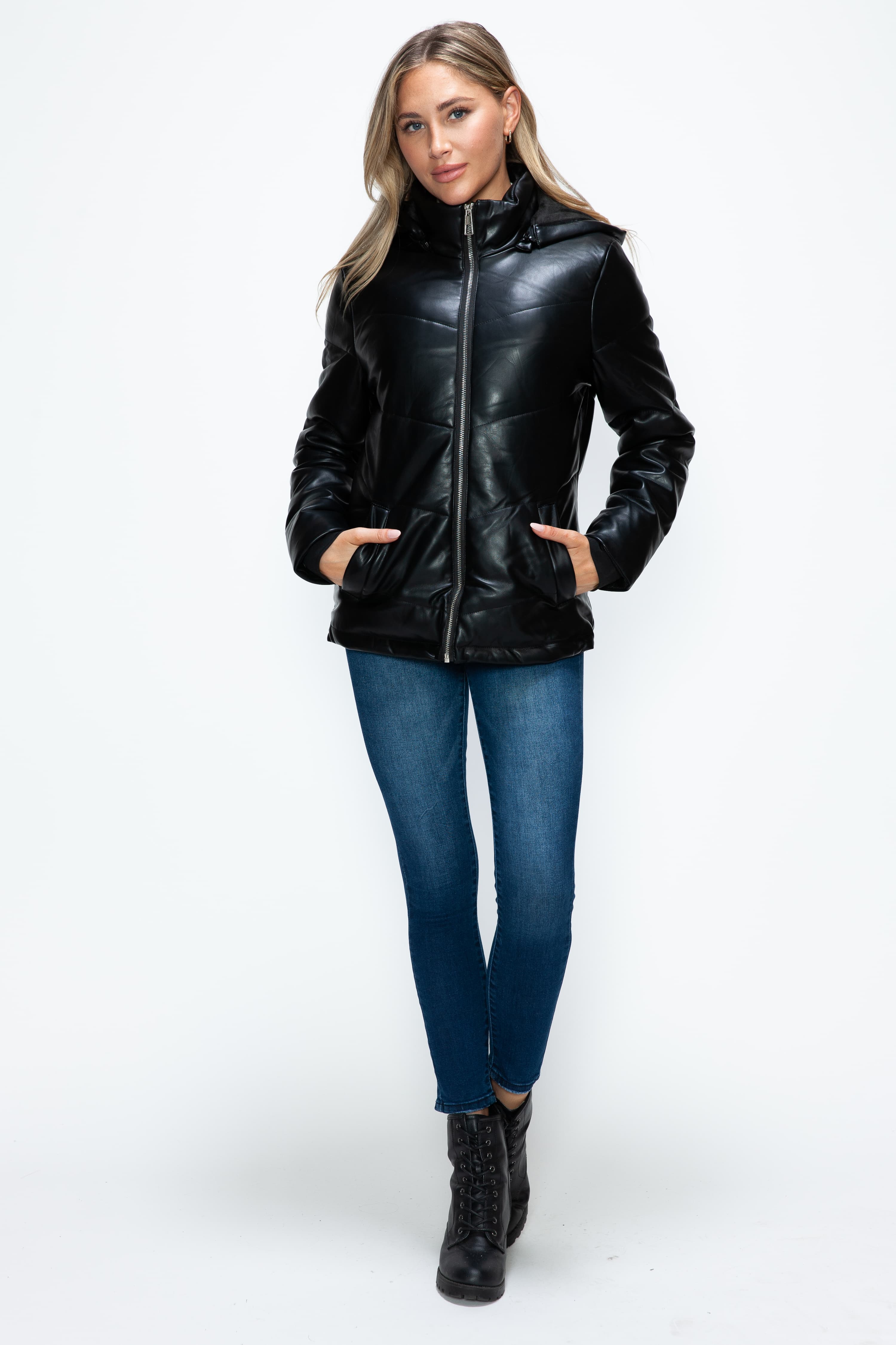 Versatile Pocketed Zip-Up Puffer Jacket with Detachable Hood