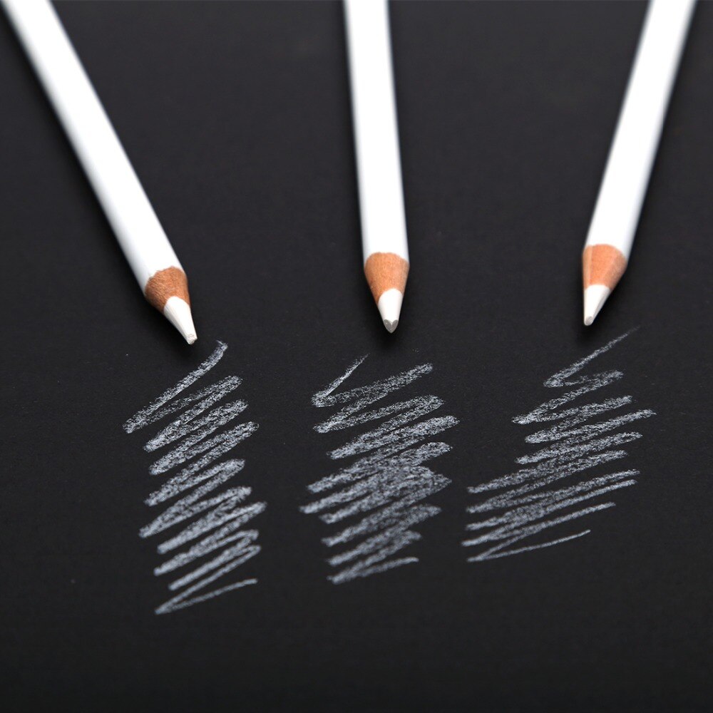 Professional 3-Piece White Standard Charcoal Pencils Set for Art, School, and Office