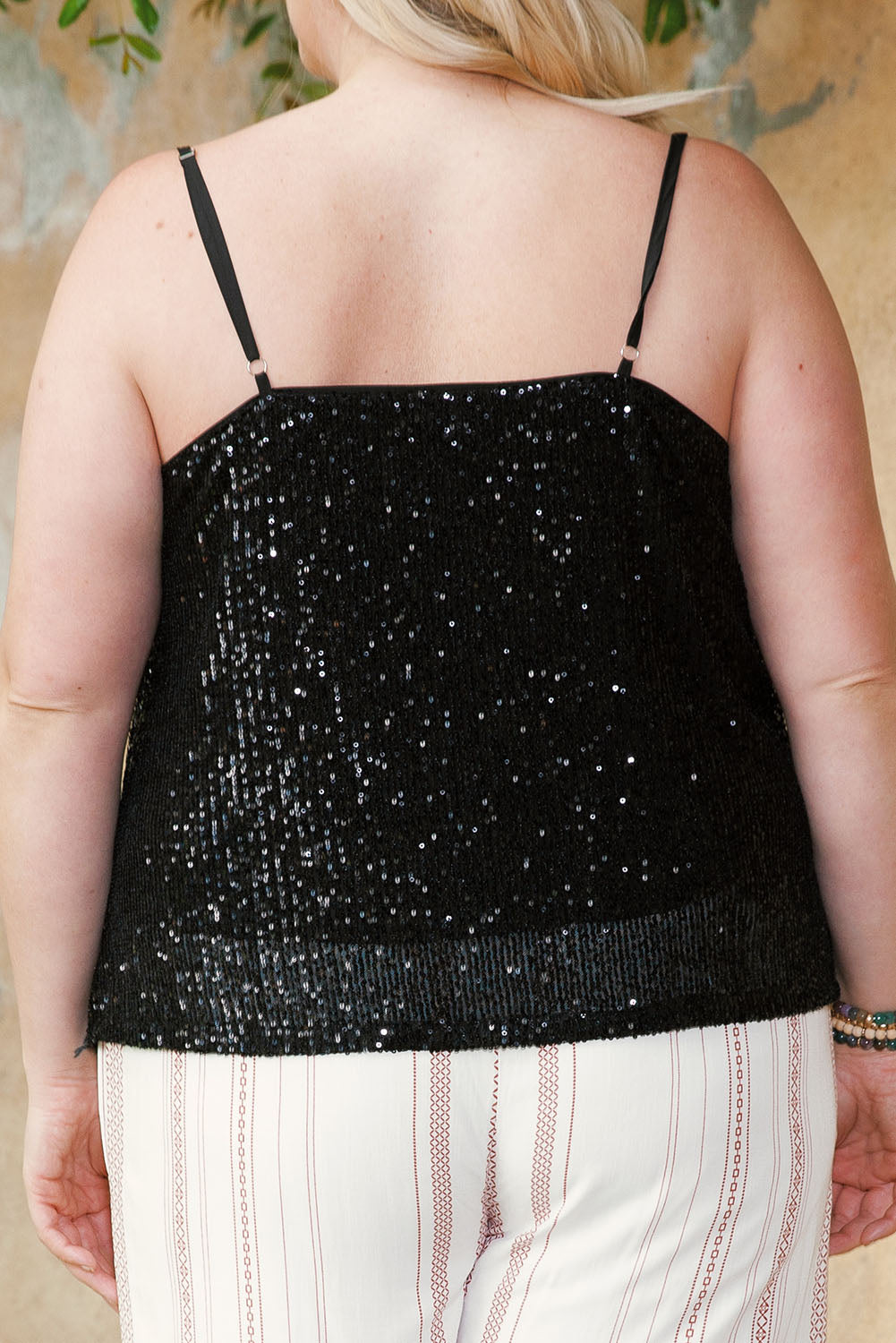 Plus Size Sequined Cowl Neck Camisole for Women