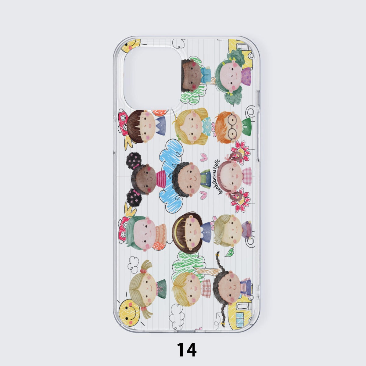 TPU Mobile Phone Case for iPhone 14 Series | Featuring Designs of Kids, Notebook, Rocket, Sun, Smiley, School Bus, Tree, Flowers, Hearts, Clouds, Nature, Ideal for Children, Boys, Girls, and Friendship (Designed by Dunbi)