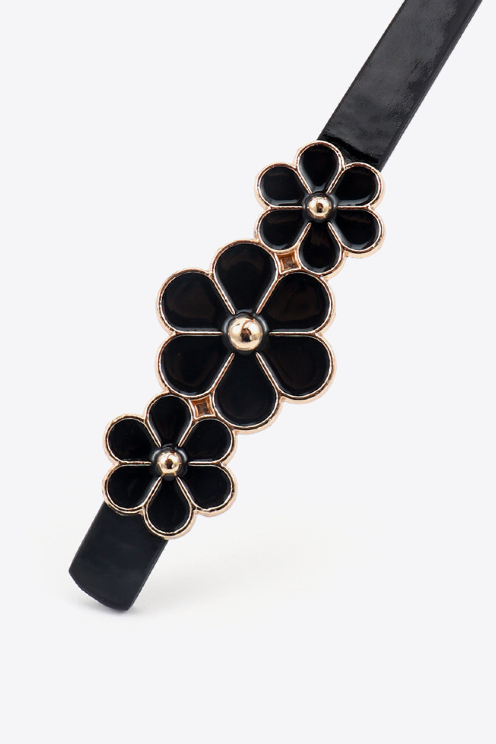 Stylish Flower - Embellished Skinny PU Imported Belt